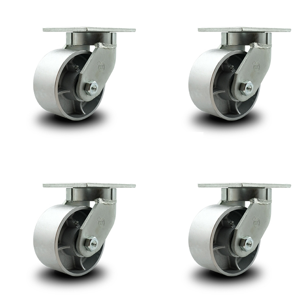 Service Caster 6 Inch Extra Heavy Duty Semi Steel Cast Iron Wheel Swivel Caster SCC, 4PK SCC-KP92S630-SSR-4